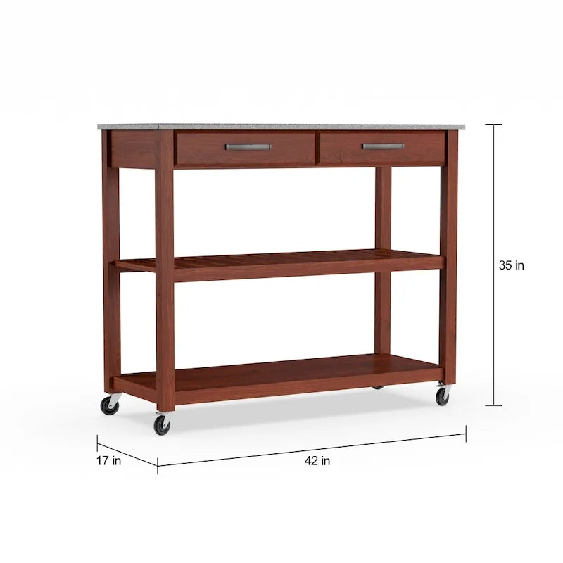 Îlot/chariot de cuisine Crosley avec plateau en granit massif - 17 po (P) x 43 po (L) x 35 po (H)