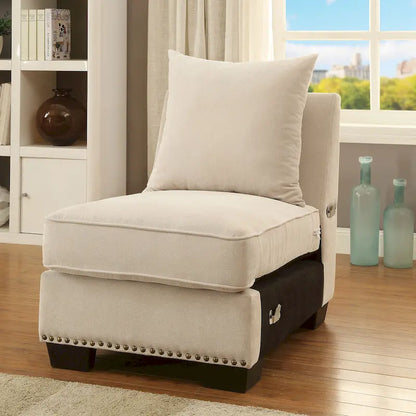 Canapé d'angle contemporain Riti en tissu beige, revêtu de tissu, par Furniture of America