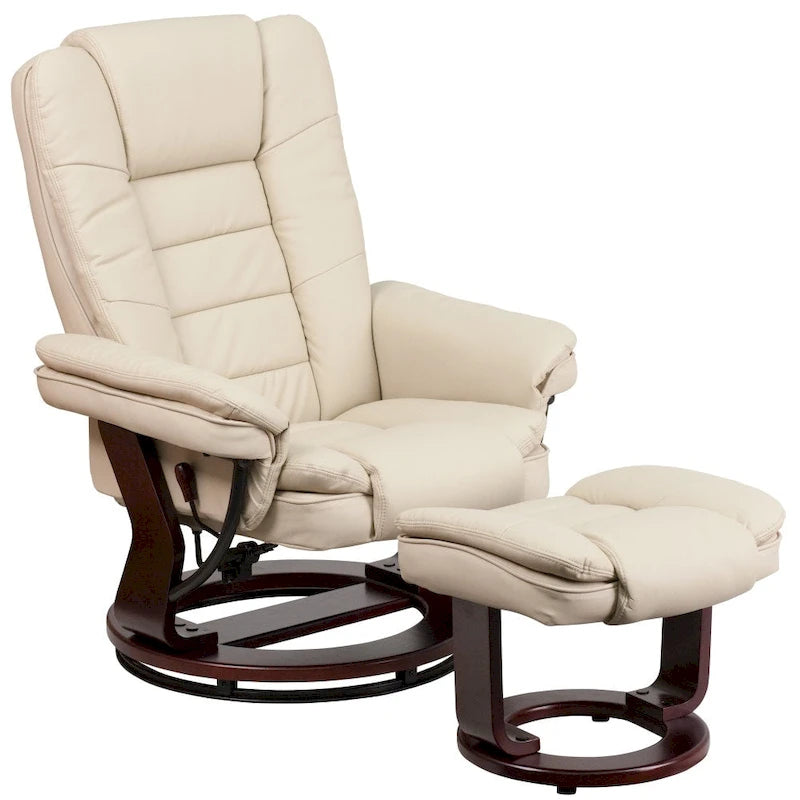 Contemporary Multi-Position Upholstered Recliner Chair with Ottoman