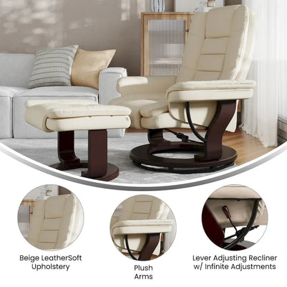 Fauteuil inclinable contemporain multipositions avec repose-pieds