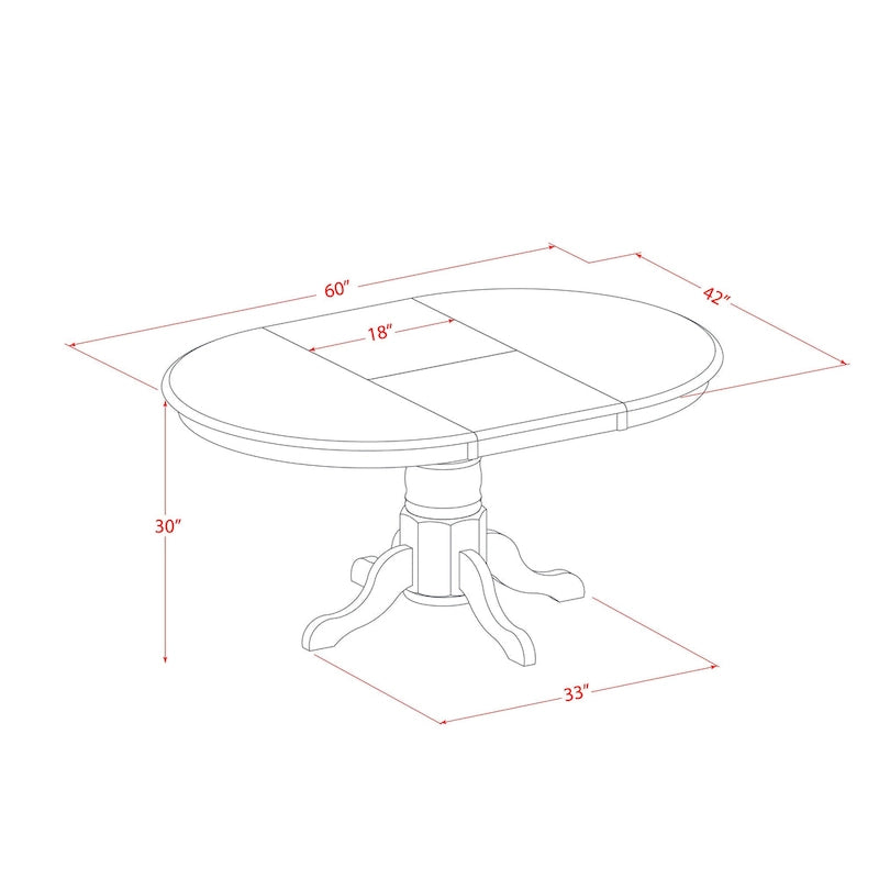 Ensemble de salle à manger 5 pièces East West Furniture : une table ovale et 4 chaises, 107 x 152 cm, chêne.