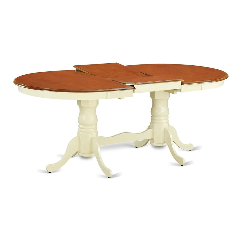 Ensemble de salle à manger East West Furniture comprenant une table ovale avec rallonge papillon et 4 chaises, coloris babeurre et cerisier.