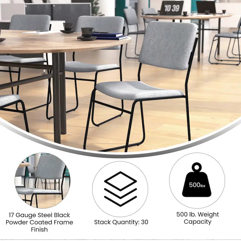 Chaise empilable haute densité d'une capacité de 227 kg (500 lb) avec piètement luge