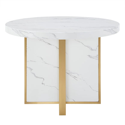 Ensemble table et chaises de salle à manger rondes Saki 43 pouces de large en faux marbre par iNSPIRE Q Modern