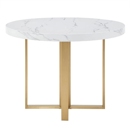 Ensemble table et chaises de salle à manger rondes Saki 43 pouces de large en faux marbre par iNSPIRE Q Modern