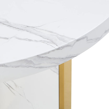 Ensemble table et chaises de salle à manger rondes Saki 43 pouces de large en faux marbre par iNSPIRE Q Modern