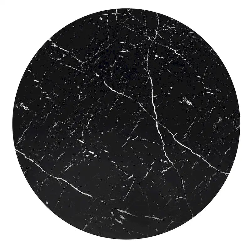Ensemble table et chaises de salle à manger rondes Saki 43 pouces de large en faux marbre par iNSPIRE Q Modern