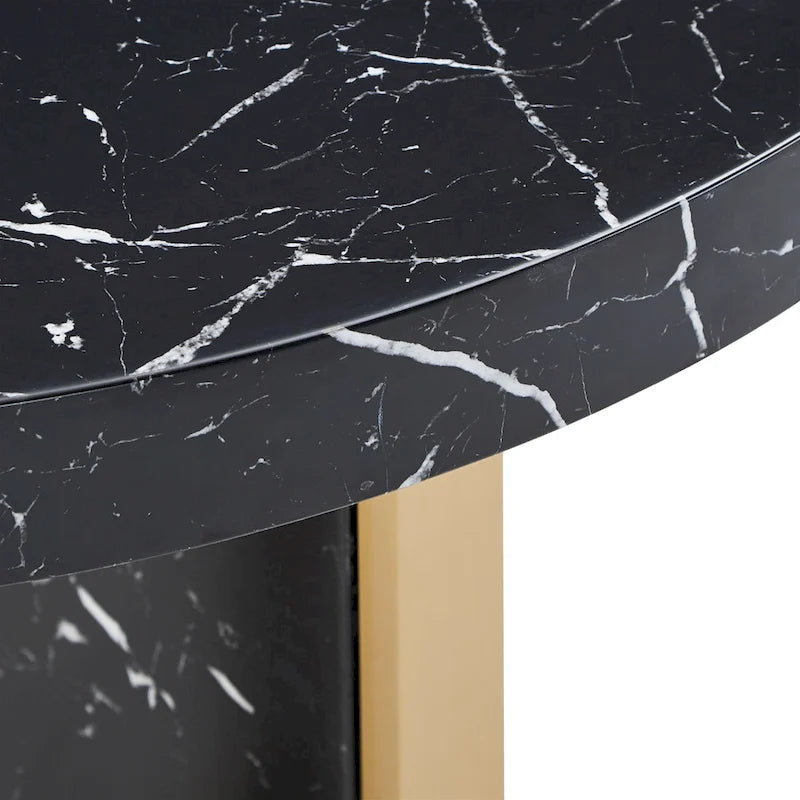 Ensemble table et chaises de salle à manger rondes Saki 43 pouces de large en faux marbre par iNSPIRE Q Modern