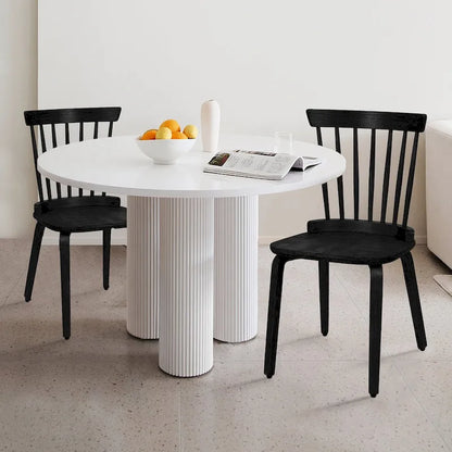 Chaises de salle à manger Windsor à dossier à fuseaux et pieds en bois courbé, noires - 85 cm (H) x 45 cm (L) x 50 cm (P)