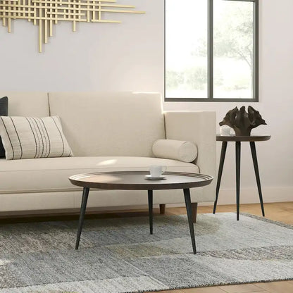 Table basse industrielle moderne WYNDENHALL Joella couleur cognac - 76 cm de profondeur x 76 cm de largeur x 41 cm de hauteur