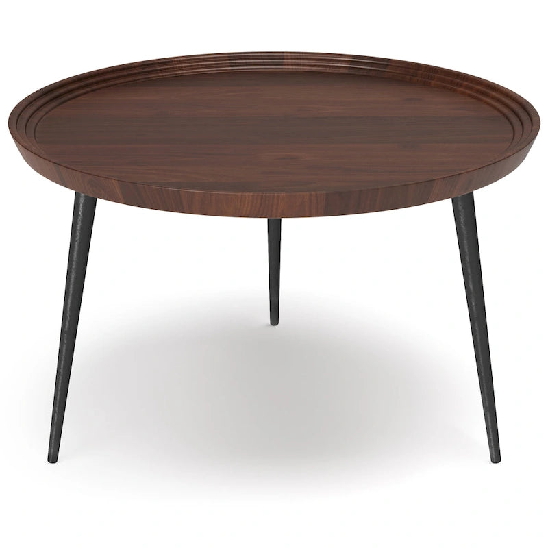 Table basse industrielle moderne WYNDENHALL Joella couleur cognac - 76 cm de profondeur x 76 cm de largeur x 41 cm de hauteur