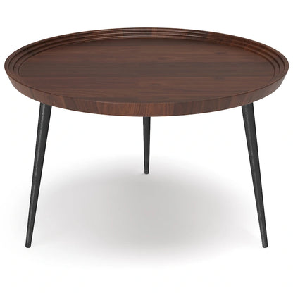 Table basse industrielle moderne WYNDENHALL Joella couleur cognac - 76 cm de profondeur x 76 cm de largeur x 41 cm de hauteur