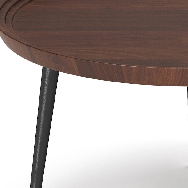 Table basse industrielle moderne WYNDENHALL Joella couleur cognac - 76 cm de profondeur x 76 cm de largeur x 41 cm de hauteur