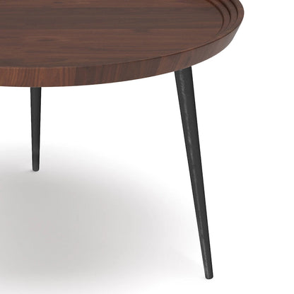 Table basse industrielle moderne WYNDENHALL Joella couleur cognac - 76 cm de profondeur x 76 cm de largeur x 41 cm de hauteur