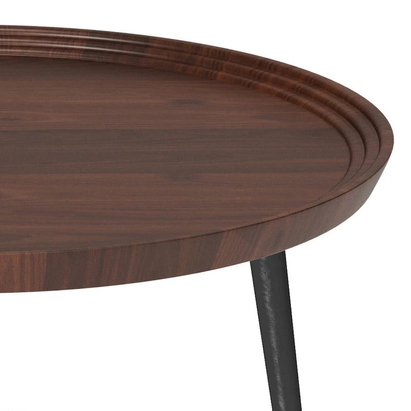 Table basse industrielle moderne WYNDENHALL Joella couleur cognac - 76 cm de profondeur x 76 cm de largeur x 41 cm de hauteur