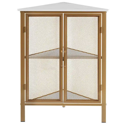 Table d'angle triangulaire de style industriel avec armoire de rangement à double porte et à 3 niveaux