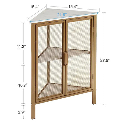 Table d'angle triangulaire de style industriel avec armoire de rangement à double porte et à 3 niveaux