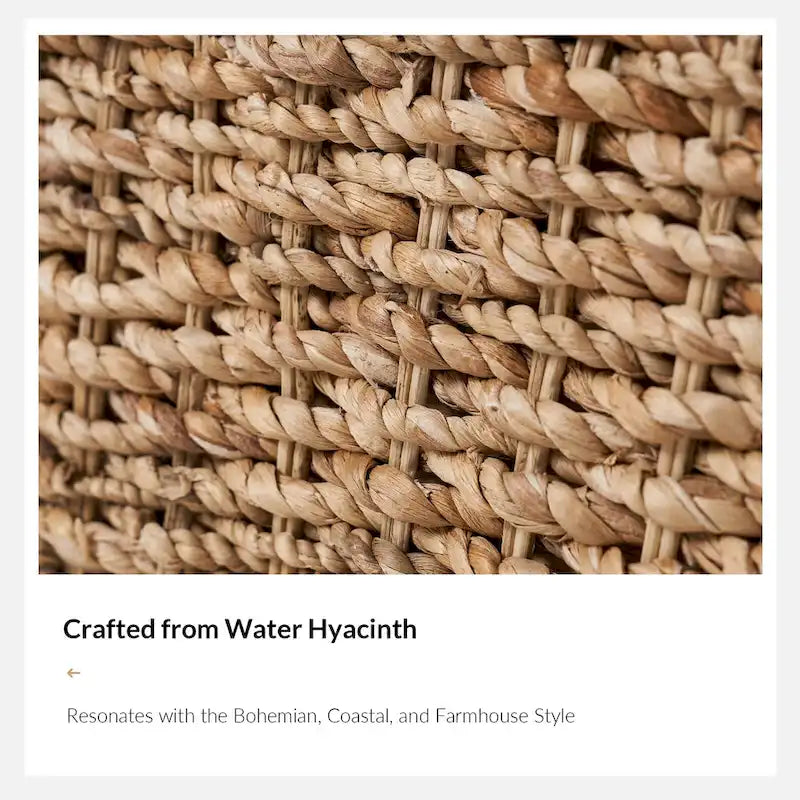 Banc de rangement en rotin style ferme bohème Bab, orné de motifs ajourés, par HULALA HOME