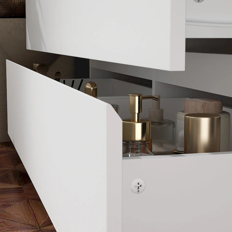 Bureau extensible et convertible avec un grand espace de rangement pour les tiroirs.