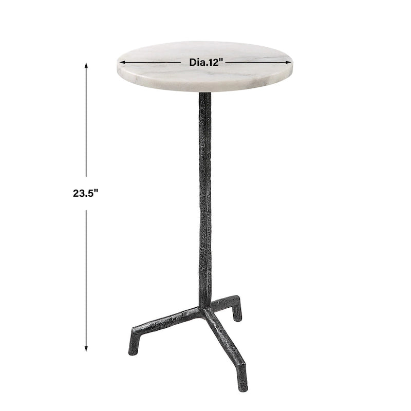 Table d'appoint en marbre blanc puritain Uttermost - 12 po L x 23,5 po H x 12 po P