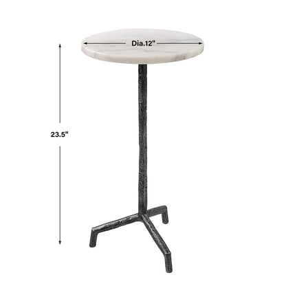 Table d'appoint en marbre blanc puritain Uttermost - 12 po L x 23,5 po H x 12 po P