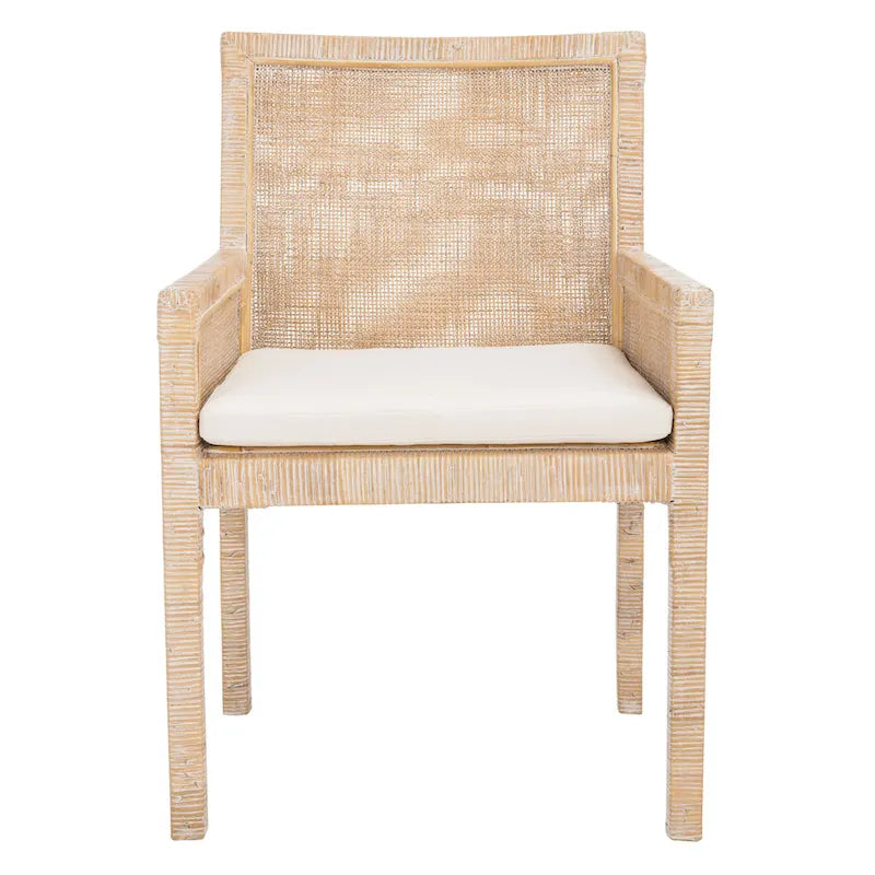 Fauteuil d'appoint SAFAVIEH Almira style côtier avec coussin - 58 cm (L) x 57 cm (l) x 88 cm (H) - 58 cm (L) x 56 cm (P) x 89 cm (H)