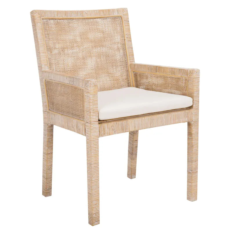 Fauteuil d'appoint SAFAVIEH Almira style côtier avec coussin - 58 cm (L) x 57 cm (l) x 88 cm (H) - 58 cm (L) x 56 cm (P) x 89 cm (H)
