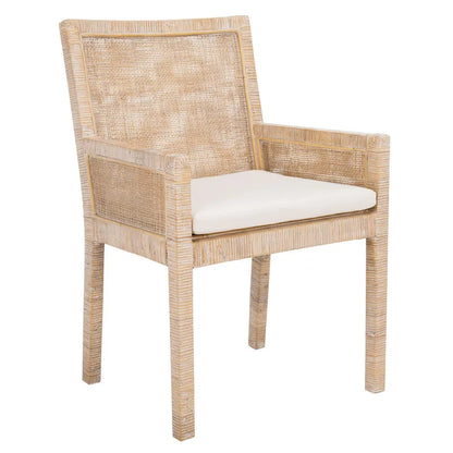 Fauteuil d'appoint SAFAVIEH Almira style côtier avec coussin - 58 cm (L) x 57 cm (l) x 88 cm (H) - 58 cm (L) x 56 cm (P) x 89 cm (H)