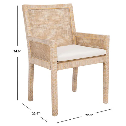 Fauteuil d'appoint SAFAVIEH Almira style côtier avec coussin - 58 cm (L) x 57 cm (l) x 88 cm (H) - 58 cm (L) x 56 cm (P) x 89 cm (H)
