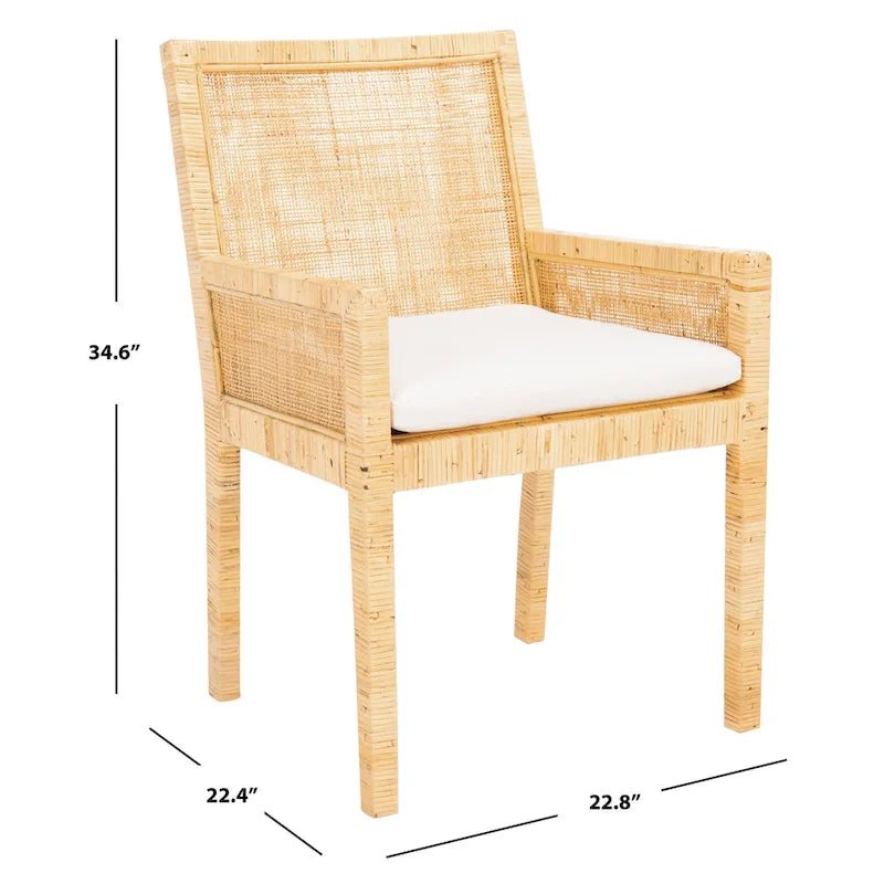 Fauteuil d'appoint SAFAVIEH Almira style côtier avec coussin - 58 cm (L) x 57 cm (l) x 88 cm (H) - 58 cm (L) x 56 cm (P) x 89 cm (H)