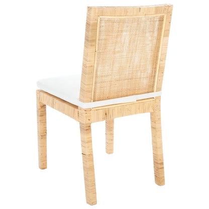 Chaise de salle à manger SAFAVIEH Jessye en rotin avec coussin (lot de 2) - 55 cm (L) x 46 cm (l) x 98 cm (H) - 56 cm (L) x 46 cm (P) x 99 cm (H)