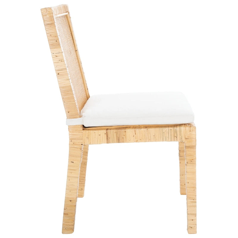 Chaise de salle à manger SAFAVIEH Jessye en rotin avec coussin (lot de 2) - 55 cm (L) x 46 cm (l) x 98 cm (H) - 56 cm (L) x 46 cm (P) x 99 cm (H)