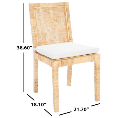 Chaise de salle à manger SAFAVIEH Jessye en rotin avec coussin (lot de 2) - 55 cm (L) x 46 cm (l) x 98 cm (H) - 56 cm (L) x 46 cm (P) x 99 cm (H)