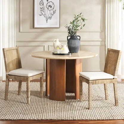 Chaise de salle à manger SAFAVIEH Jessye en rotin avec coussin (lot de 2) - 55 cm (L) x 46 cm (l) x 98 cm (H) - 56 cm (L) x 46 cm (P) x 99 cm (H)