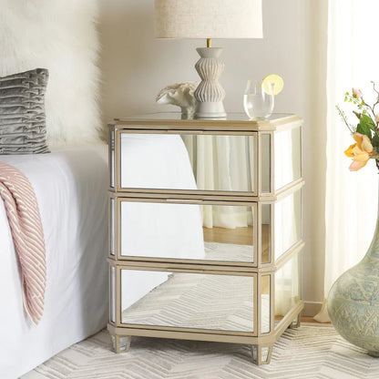 SAFAVIEH Miracle 3-Drawer Mirrored Nightstand