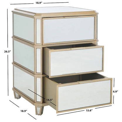 Table de chevet miroir à 3 tiroirs SAFAVIEH Miracle