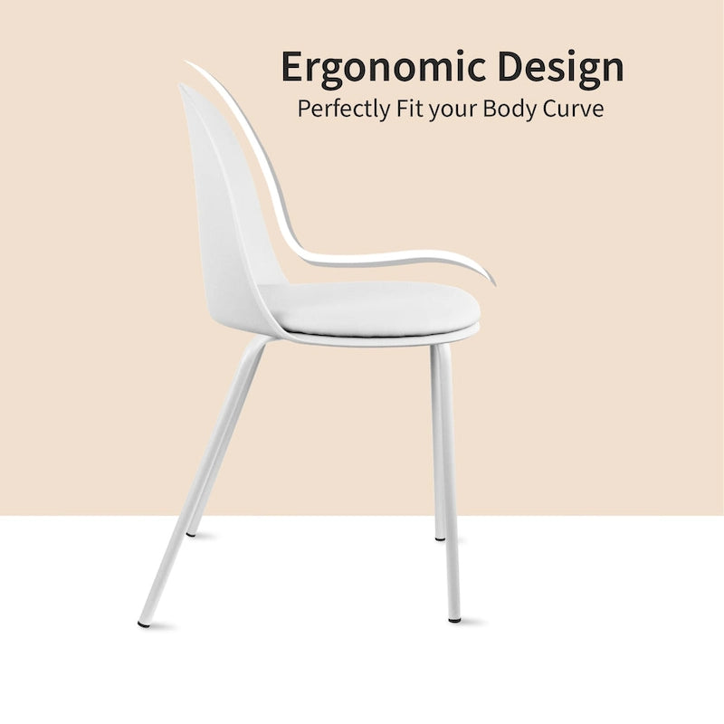 Ensemble de 2 chaises de salle à manger rétro en plastique moulé, style Eiffel, pour salon, cuisine, bureau chromé, style design