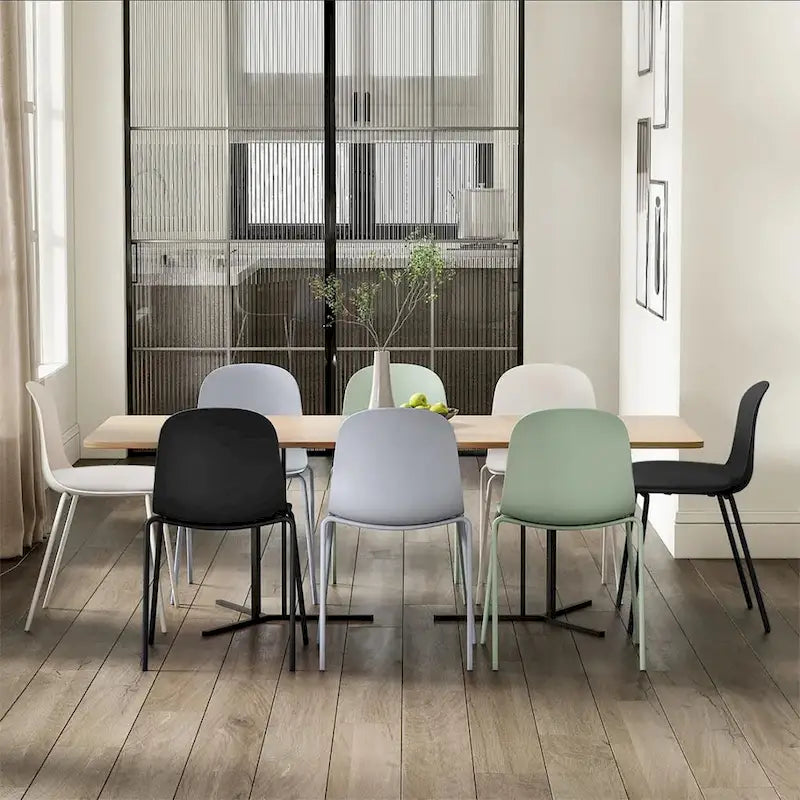 Ensemble de 2 chaises de salle à manger rétro en plastique moulé, style Eiffel, pour salon, cuisine, bureau chromé, style design