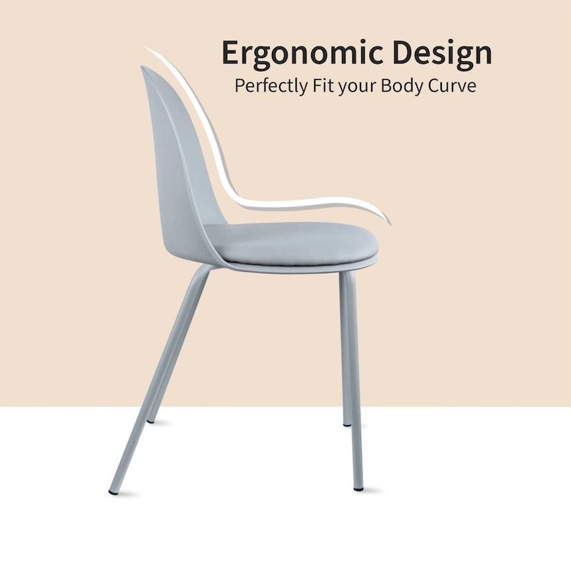 Ensemble de 2 chaises de salle à manger rétro en plastique moulé, style Eiffel, pour salon, cuisine, bureau chromé, style design