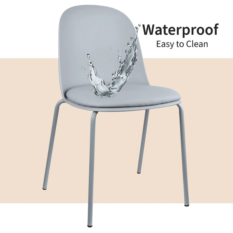 Ensemble de 2 chaises de salle à manger rétro en plastique moulé, style Eiffel, pour salon, cuisine, bureau chromé, style design