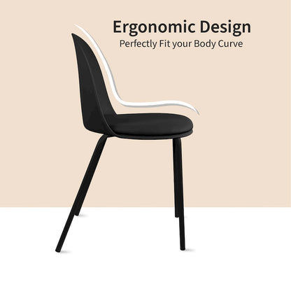 Ensemble de 2 chaises de salle à manger rétro en plastique moulé, style Eiffel, pour salon, cuisine, bureau chromé, style design