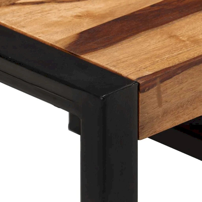 Ensemble de 3 tables gigognes vidaXL, bois de sheesham, structures en acier noir