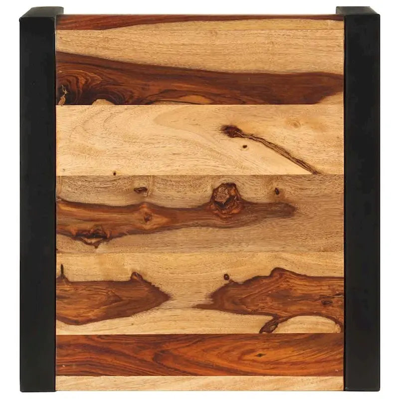 Ensemble de 3 tables gigognes vidaXL, bois de sheesham, structures en acier noir