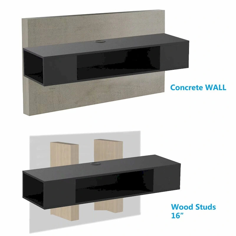 FITUEYES Meuble TV mural avec bureau flottant et rangement intégré - 43,3