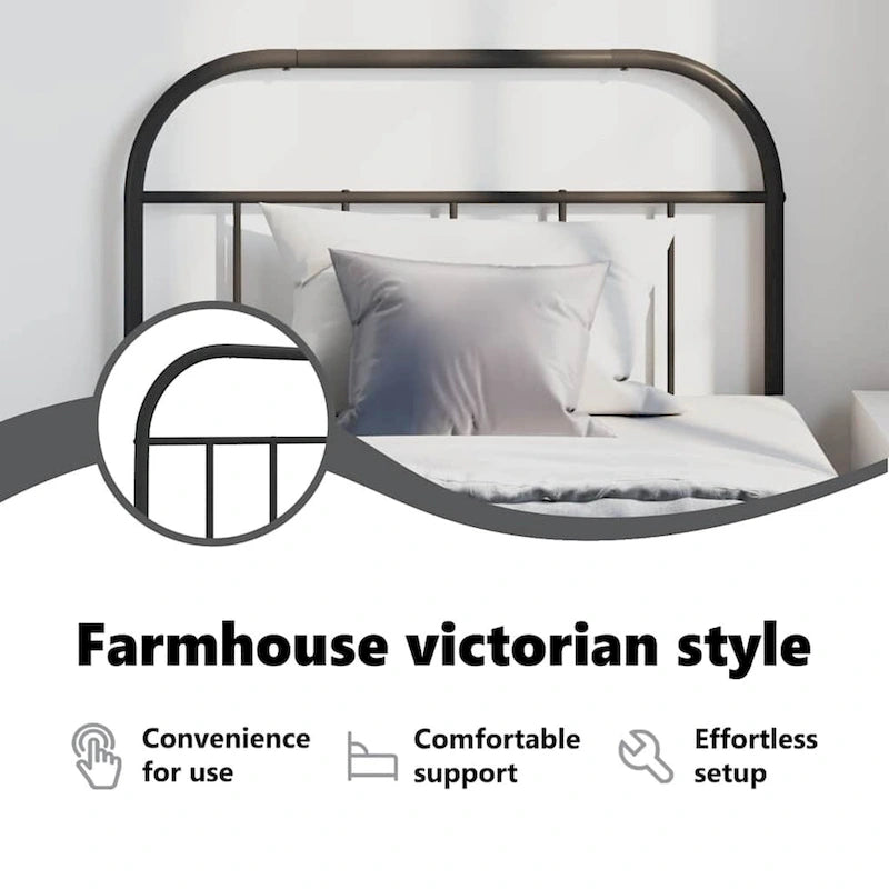 Tête de lit en métal vidaXL 38,2 pouces, style rustique ferme (tête de lit uniquement)