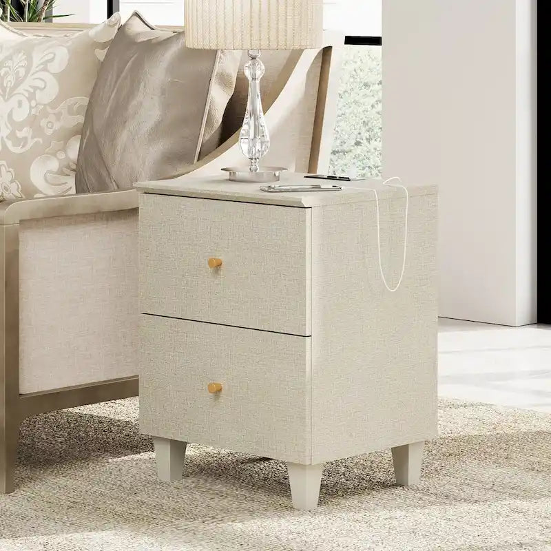 Table d'appoint WAMPAT avec station de recharge et 2 tiroirs pour salon