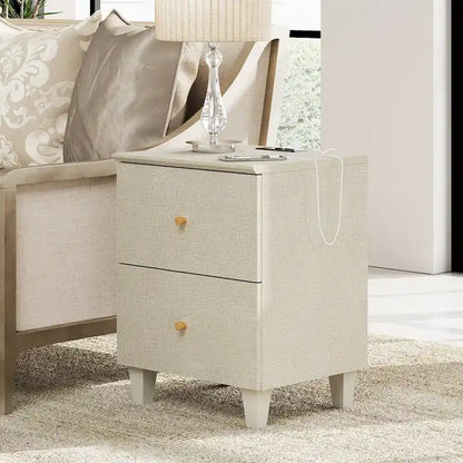 Table d'appoint WAMPAT avec station de recharge et 2 tiroirs pour salon