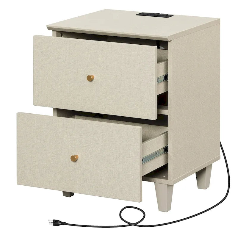 Table d'appoint WAMPAT avec station de recharge et 2 tiroirs pour salon