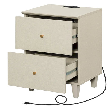 Table d'appoint WAMPAT avec station de recharge et 2 tiroirs pour salon