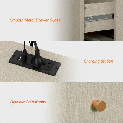 Table d'appoint WAMPAT avec station de recharge et 2 tiroirs pour salon